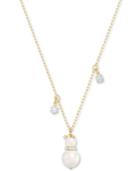 Swarovski Gold-tone Crystal & Imitation Pearl Snowman Pendant Necklace, 14-4/5 + 3 Extender