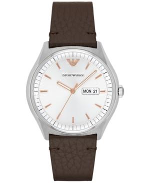 Emporio Armani Men's Zeta Dark Brown Leather Strap Watch 43mm Ar1999