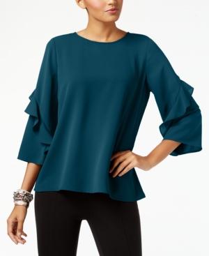 Alfani Ruffled-sleeve Zip-back Top, Created For Macy's