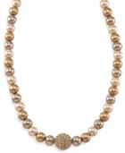 Carolee Necklace, Gold Glass Pearl And Fireball