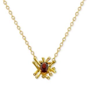 Kesi Jewels Garnet (3/4 Ct. T.w) & Diamond And White Topaz Accent Pendant Necklace In 18k Gold-plated Sterling Silver, 16