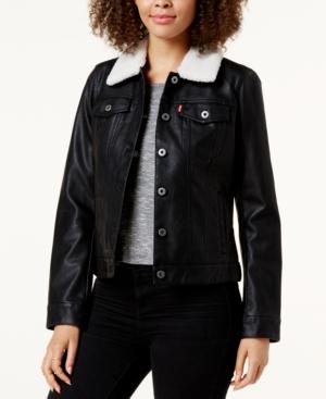 Levi's Sherpa-collar Faux-leather Trucker Jacket
