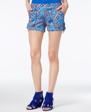 Rewind Juniors' Printed Bow-detail Soft Shorts