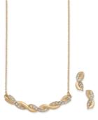 Charter Club Gold-tone Twisted Pave Statement Necklace And Stud Earrings