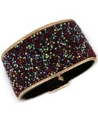 Kenneth Cole New York Gold-tone Red Sprinkle Stone Black Velvet Lined Bracelet