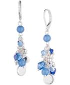 Nine West Silver-tone Shaky Blue Bead Cluster Drop Earrings