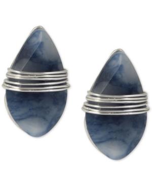 Robert Lee Morris Soho Silver-tone Blue Stone Wrapped Stud Earrings