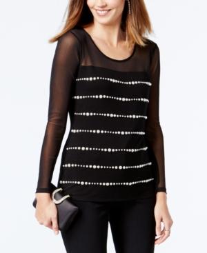 Inc International Concepts Pearl-embellished Illusion Top, Created For Macy's