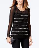 Inc International Concepts Pearl-embellished Illusion Top, Created For Macy's