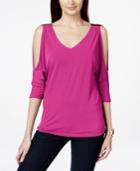 Inc International Concepts V-neck Cold-shoulder Top, Only At Macy's