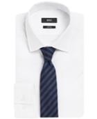 Boss Striped Silk/linen Tie