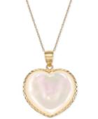 Mother-of-pearl Heart 18 Pendant Necklace In 14k Gold
