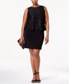 Jessica Howard Plus Size Sequined Lace Popover Dress