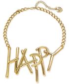Betsey Johnson Xox Trolls Gold-tone Happy Necklace, Only At Macy's