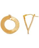 Patterned Pdc Twisted Hoop Earrings In 14k Gold, Made In Italy