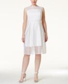 Calvin Klein Plus Size Crochet-trim Fit & Flare Dress