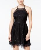 City Studios' Juniors' Sequined Lace A-line Dress