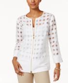 Jm Collection Petite Windowpane Illusion Jacket, Only At Macy's