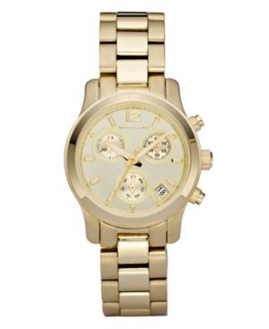 Michael Kors Watch, Women's Chronograph Runway Gold-tone Stainless Steel Bracelet 33mm Mk5384