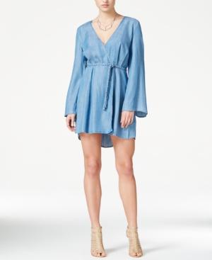 Guess Bell-sleeve Denim Wrap Dress