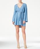Guess Bell-sleeve Denim Wrap Dress