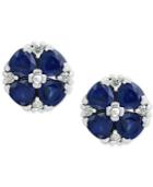 Royale Blue By Effy Sapphire (2-5/8 Ct. T.w.) And Diamond (1/8 Ct. T.w.) Stud Earrings In 14k White Gold