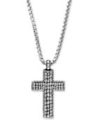 Gento By Effy Men's Decorative Cross Pendant Necklace In Sterling Silver