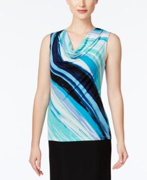 Kasper Striped Cowl-neck Shell