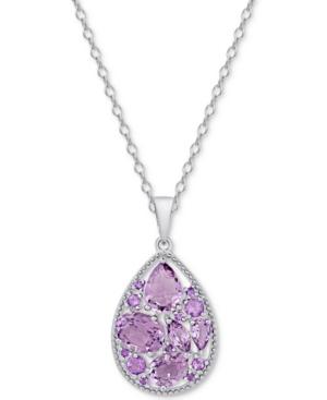 Amethyst Cluster Teardrop Pendant Necklace (3-3/8 Ct. T.w.) In Sterling Silver (also In Rhodolite Garnet And Blue Topaz)