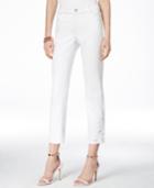 Inc International Concepts Petite Embellished White Wash Cropped Jeans, Only At Macy's