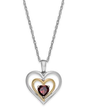 Garnet Heart Pendant Necklace In 14k Gold And Sterling Silver (5/8 Ct. T.w.)