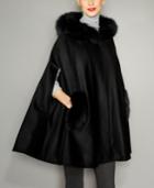 The Fur Vault Fox-trim Hooded Cashmere Cape