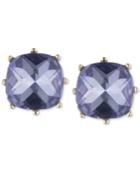 Anne Klein Gold-tone Purple Stone Square Stud Earrings