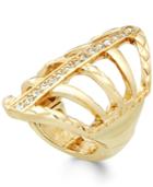 Thalia Sodi Gold-tone Crystal Pave Web Ring