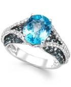 London Blue Topaz (5-3/4 Ct. T.w.) And White Topaz (1/2 Ct. T.w.) Ring In Sterling Silver