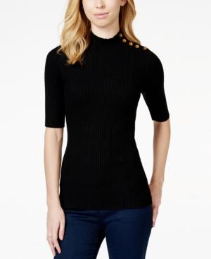 Maison Jules Button-detail Mock Turtleneck Sweater, Only At Macy's