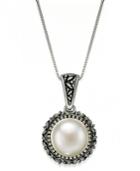 Pearl Necklace, Sterling Silver Cultured Freshwater Pearl Button Pendant (11-1/2mm)