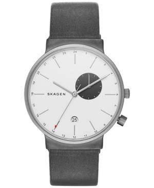 Skagen Men's Gray Leather Strap Watch 40mmx39mm Skw6319