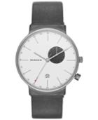 Skagen Men's Gray Leather Strap Watch 40mmx39mm Skw6319