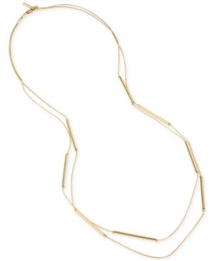 Kenneth Cole New York Gold-tone Polished Bar Accented Long Layer Necklace
