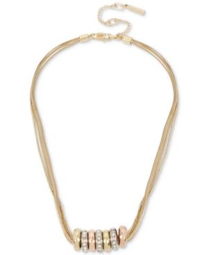 Kenneth Cole New York Tri-tone Pave Bead Multi-row Necklace