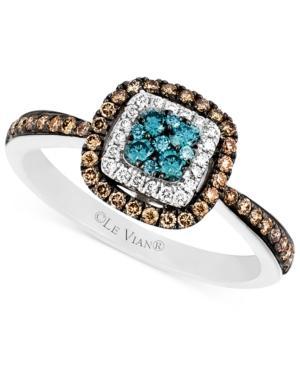 Le Vian Blue And White Diamond And Diamond Accent Ring (3/8 Ct. T.w.) In 14k White Gold