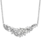 Cubic Zirconia Cluster 18 Statement Necklace In Sterling Silver