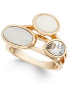 Inc International Concepts Gold-tone White Stone And Crystal Statement Ring, Only At Macy's