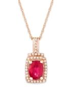 Ruby (1-1/3 Ct. T.w.) And Diamond (1/4 Ct. T.w.) Oval Pendant Necklace In 14k Rose Gold