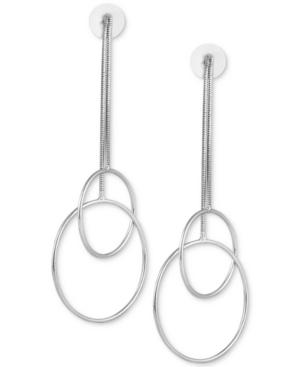 Guess Silver-tone Interlocking Circle Drop Earrings