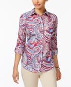 Charter Club Petite Cotton Printed Shirt, Created For Macy's