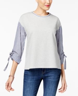 Style & Co Chambray Tie-sleeve Top, Created For Macy's