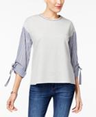 Style & Co Chambray Tie-sleeve Top, Created For Macy's