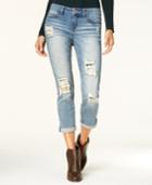 Dollhouse Juniors' Embellished Ripped Boyfriend Jeans